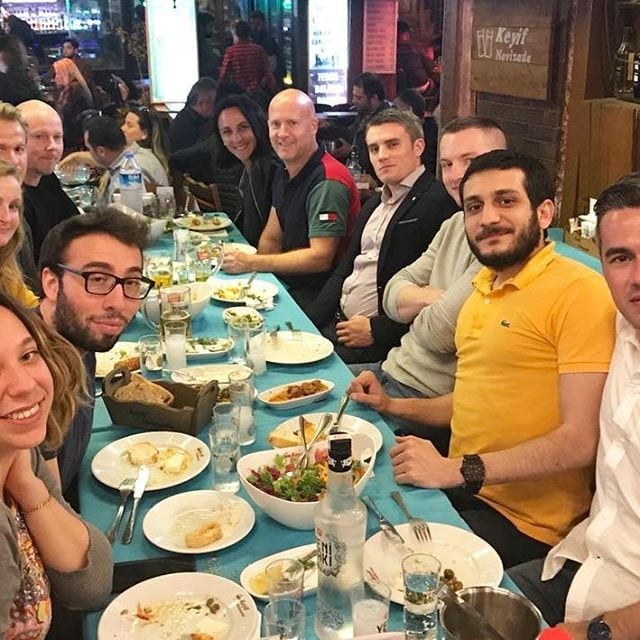 Having a traditional Turkish dinner with our guests from Malta.